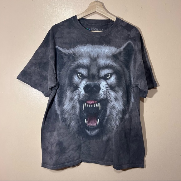 Liquid Blue Other - 2018 Liquid Blue Growling Wolf Tie Dye Shirt Short Sleeve Size XL